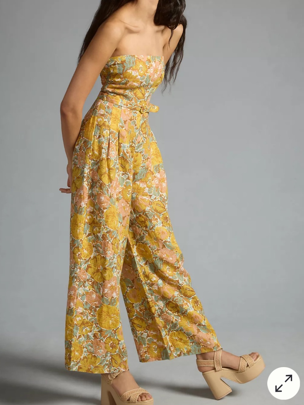 Anthropologie Faithful Alegrias Linen Jumpsuit Wide-Leg/ Strapless Size 4